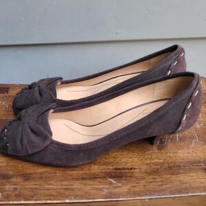 Kate Spade Linette Brown Suede Kitten Heels with Bow NIB!  NWT!  NEW! Size 7 1/2